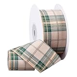Design réversible haut de gamme:présente un côté en velours luxueux et un côté en tartan classique., offrant deux looks élégants en un seul ruban. Parfait pour la décoration de Noël, emballage cadeau, Couronnes, et des arcs.