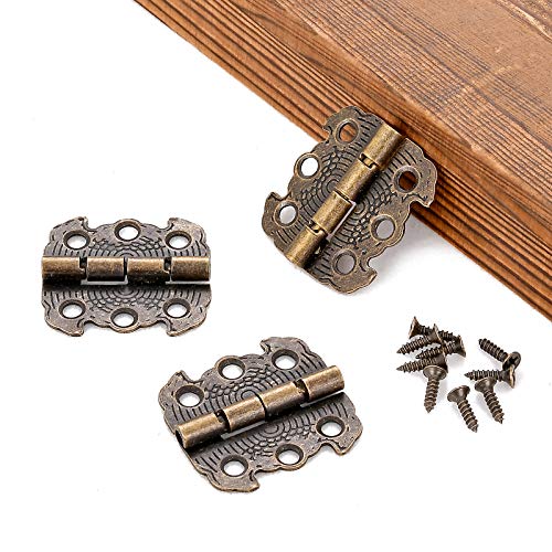 40Pcs Vintage Bronze Cabinet Hinges Metal Hardware for Wooden Storage Boxes by PGMJ - Used condition - Image 4
