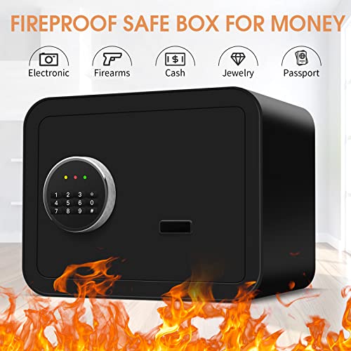 0.8 Cu Ft Fireproof Small Safe Box For Money, Digital Home Security Safe With Programmable Keypad And Removable Shelf, Money Safe For Firearm Medicine Money Documents Valuables #TOP1