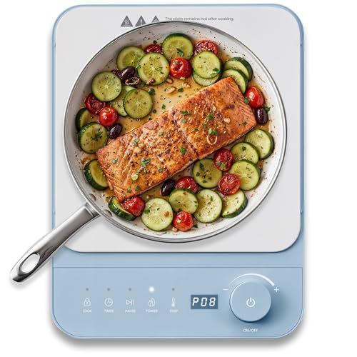 Elite Gourmet EIND57BL SlimStore™ Induction Cooktop, Touch Controls, Ultra Thin 2' Profile, 10 Power Levels, Temps 140°F to 465°F, Fast Heat Up, Blue