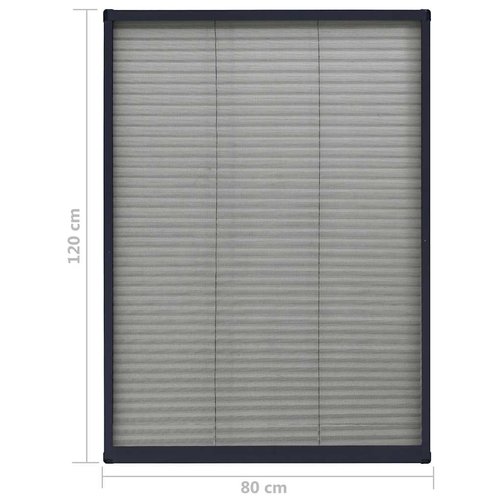 Moskitiera plisowana aluminiowa, antracytowa, 80x120cm