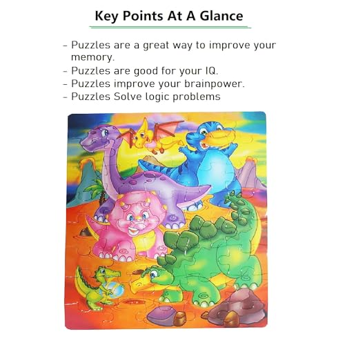 Image of MUREN Dinosaurs Jigsaw Puzzle Game for Kids- Age of 5-12 Years Old- Educational and Fun Children Game-Child Learning & Creativity Game Fun Child Play (40 Pieces-Multicolor)