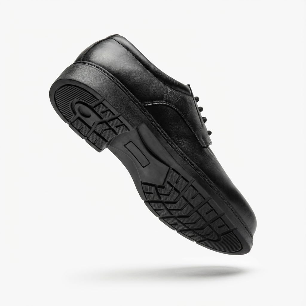 Scarpe Uomo Eleganti in Pelle con Lacci e Tacco Basso | Modello classico da ufficio con punta arrotondata e linea formale, adatto a cerimonie, lavoro e occasioni importanti