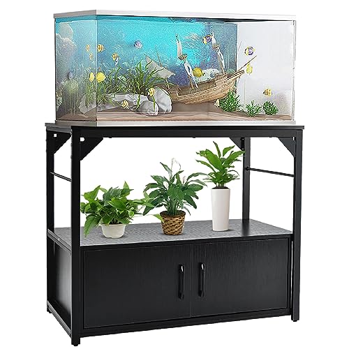 40 Gallon Fish Tank Stand Metal Frame Aquarium Stand with Storage Cabinet, Fish Tank with Stand for Fish Tank Accessories Storage for Fish Lovers, 660LBS Capacity Black 36.6″ L*18.9″ W Tabletop