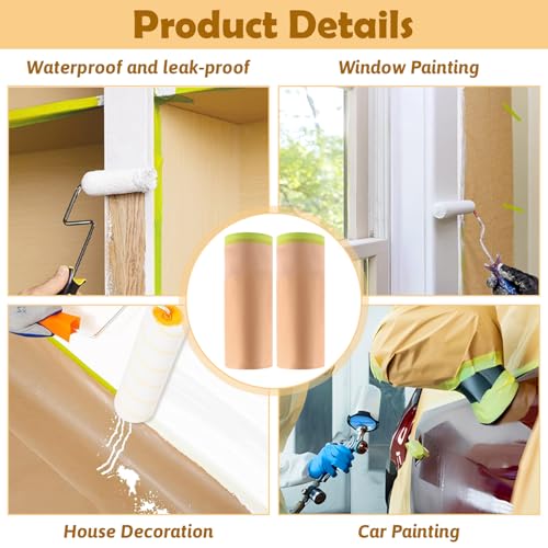 Image of 6PCS x 12 Inch x 30 ft Pre-Taped Masking Paper for Painting Painters Paper