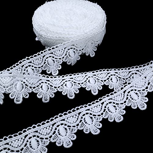 Znzakka Venice Lace Trim White Lace Trim Floral Embroidery Lace Ribbon (7 Yards X 1.3 Inch) #TOP19