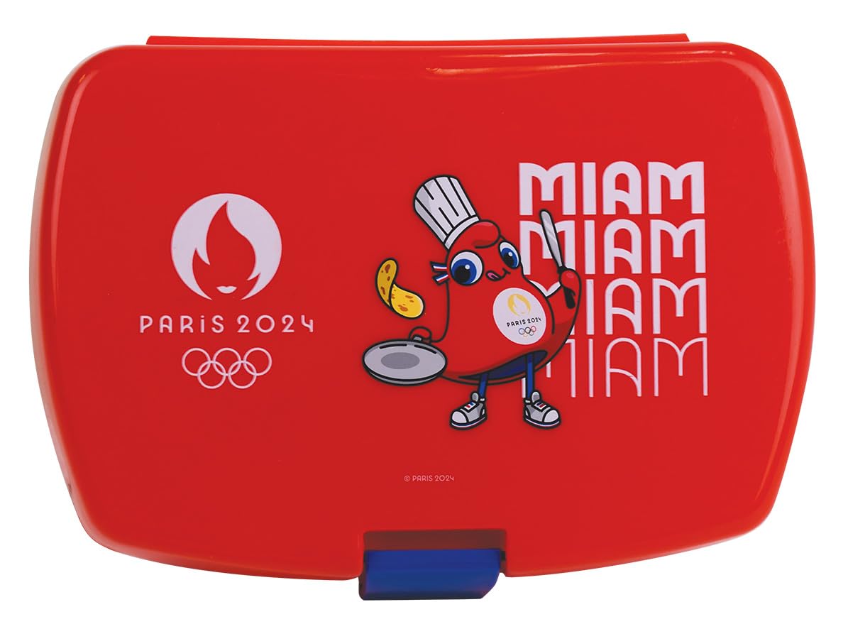 Fun House Brotdose Olympische Spiele Paris 2024 – Edelstahl, 6,5x17x13,5 Cm, Mit Maskottchen, Für Kinder-Snacks & Spielzeug