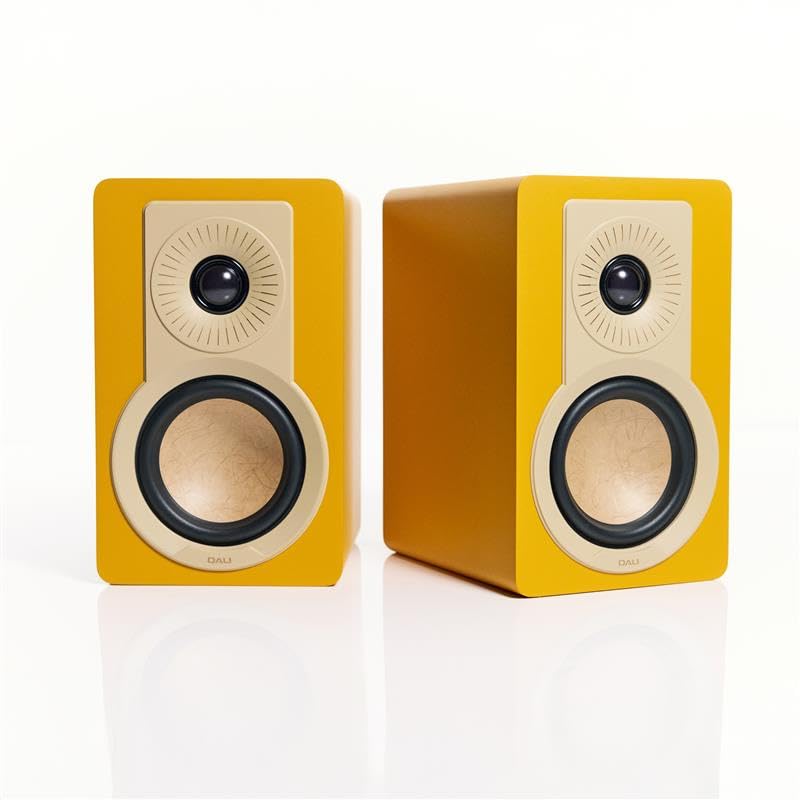Image of DALI KUPID Premium Compact Passive Hi-Fi Bookshelf Speakers, 2-Way Design with 4.5 inch Woofer & 1 inch Tweeter, Includes Wall Mount (Pair) (Golden Yellow)