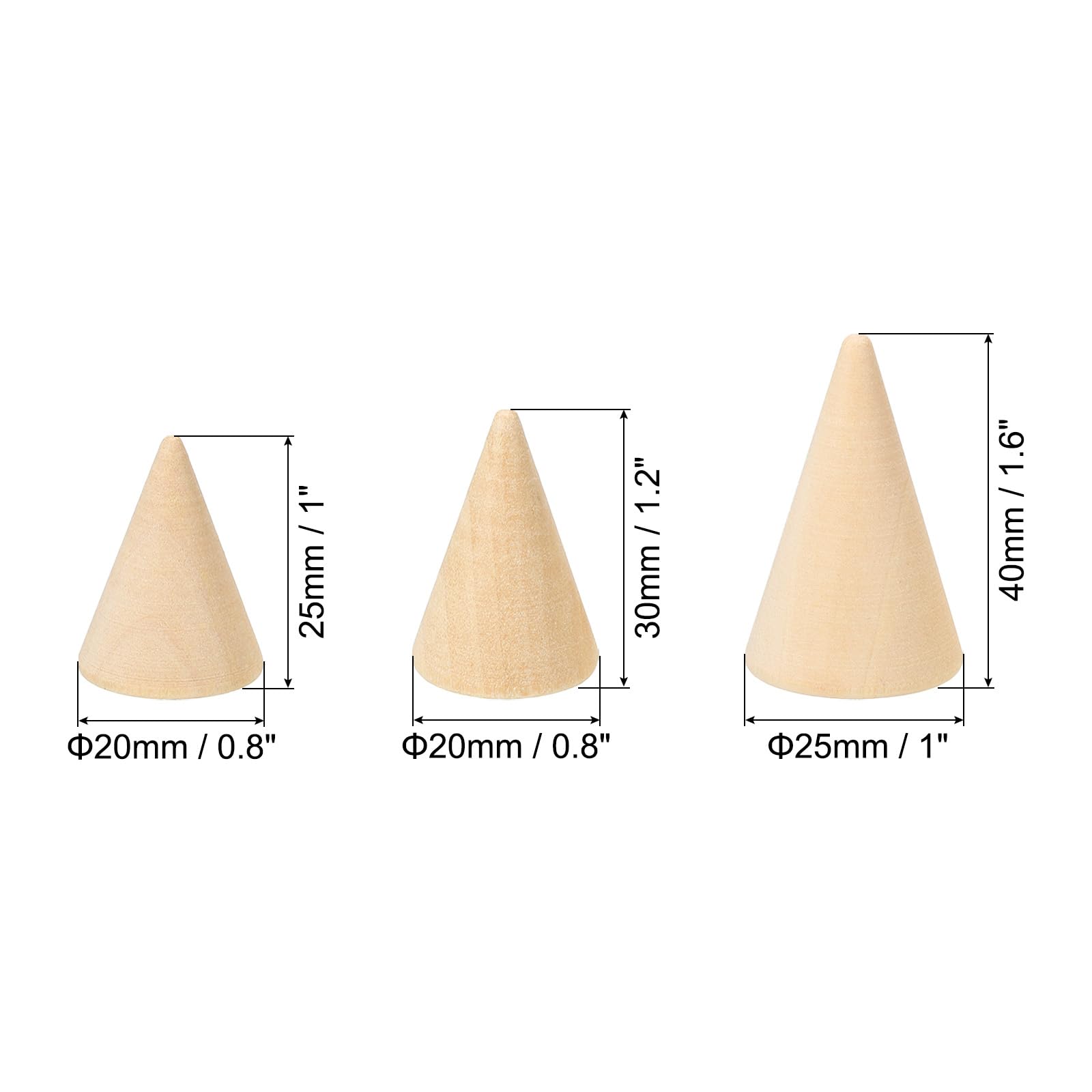 PATIKIL Natural Wood Cone Ring Holder - Image 2