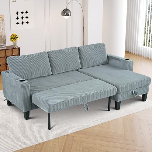 GDFStudio Aurla L-Shaped Sofa Bed, 3 Seater Sectional Sofa, Storage