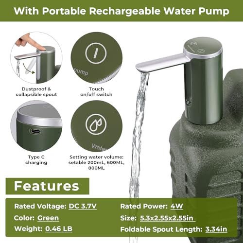Hanaoyo Cantimplora Portátil de 5 Galones con Bomba de Control Táctil, Libre de BPA miniatura 3