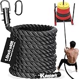 Keepark Weight Workout Sled Pulling Rope - Heavy Duty Workout Rope for Weight Sled, Tire Drag, Football Training - Fitness Resistance Exercise Equipment for Men & Women - 1.5 Inch x 40FT