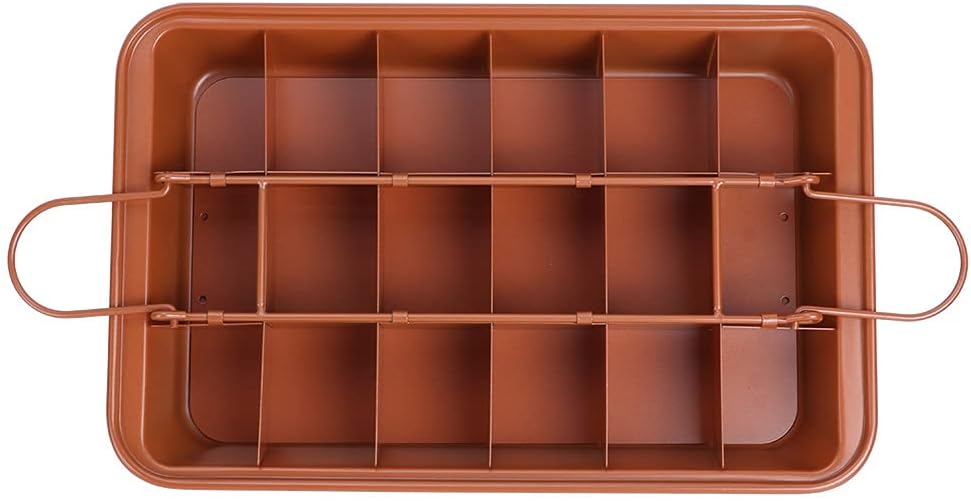 Brownie Pan, Cake Mold Ergonomically Designed Handle Baking Mold Providing Even Heat Distribution Transfer Heat Faster for Kitchen Cafe Cake Shop Bakery