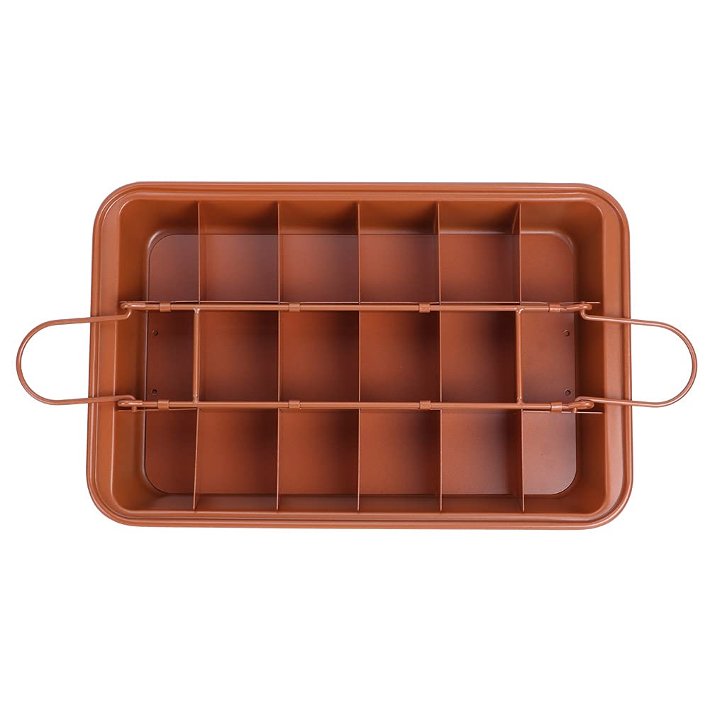Brownie Pan, Cake Mold Ergonomically Designed Handle Baking Mold Providing Even Heat Distribution Transfer Heat Faster for Kitchen Cafe Cake Shop Bakery