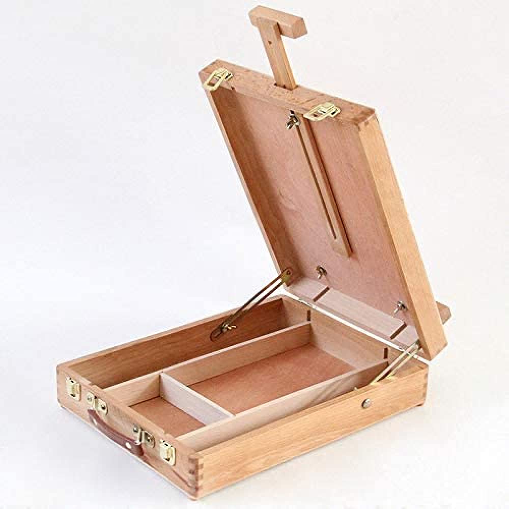 SAeWare Caja de mesa de madera, extraíble, plegable, de cuero, tablero de dibujo de madera, lienzo de mesa de trabajo, boceto con pies para pintar