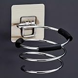 1 suporte de secador de cabelo, perfuração livre, rack de secador de cabelo de aço inoxidável para salão de beleza, dormitório, banheiro