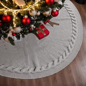 Grey Christmas Tree Skirt, 24 Inch Knitted Tree Skirt for 2-4 Ft Christmas Tree Luxury Knitted Thick Rustic Tree Skirt Xmas Decoration, Small Christmas Tree Skirt Decor Grey Christmas Tree Skirt 24 Inch Knitted Tree Skirt for 2 4 Ft Christmas Tree Luxury Knitted Thick Rustic Tree Skirt Xmas Decoration Small Christmas Tree Skirt Decor