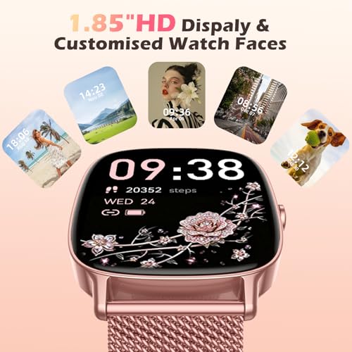 coioc Reloj Inteligente Mujer con Función Teléfono, Smartwatch HD 1.85", Reloj Mujer 120+ Modos Deportivos, Seguimiento de Frecuencia Cardíaca/Pasos, Reloj Digital IP68, Compatible iOS y Android,Rosa - imagen 6