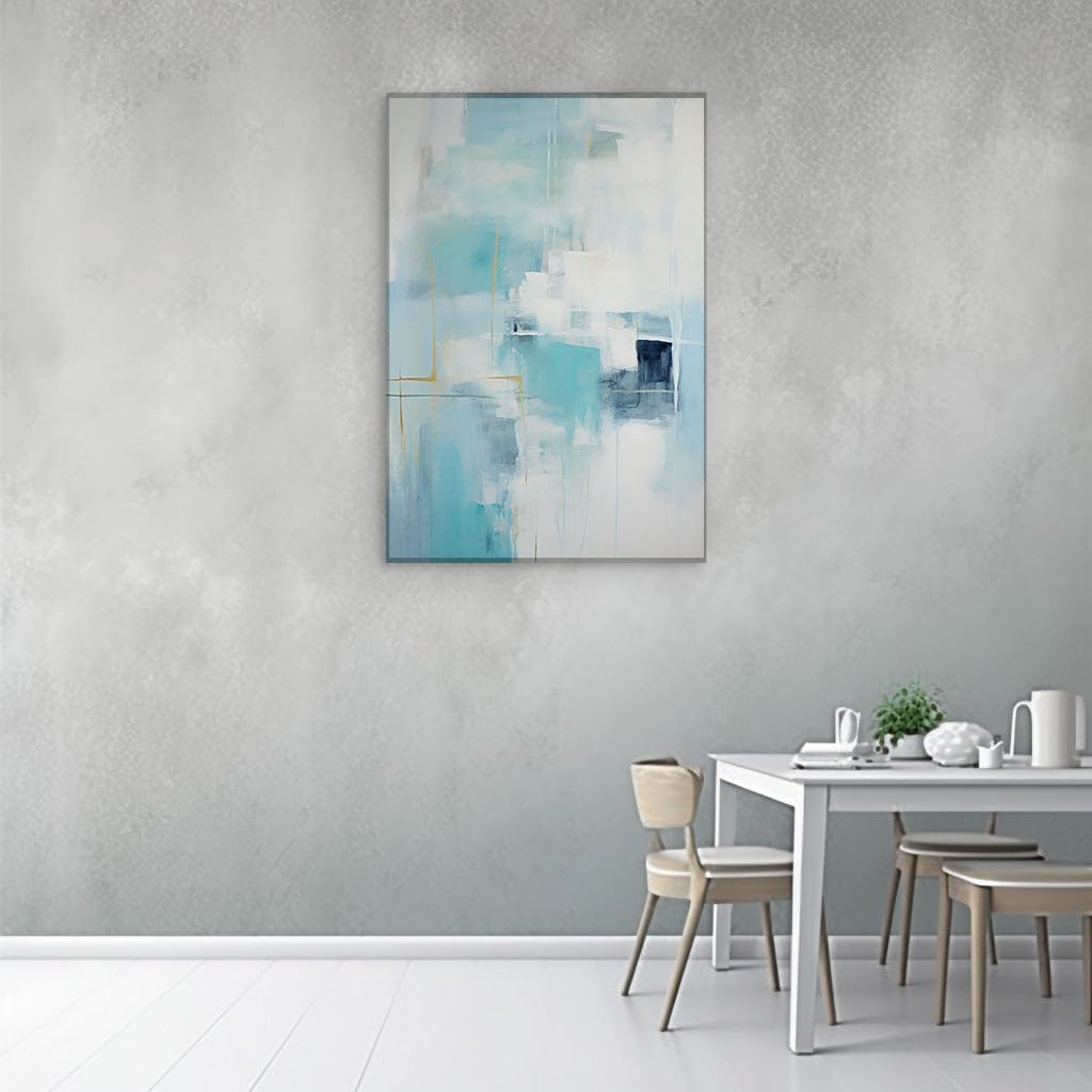 Canvas for Living room. Whispers of Serenity in Blue and White A Dance of Textures on Canvas, 27 x 18 inch Canvas Wall Art - Contemporary Masterpieces - Modern Home Decor - 69x46 cm (27x18 inch)