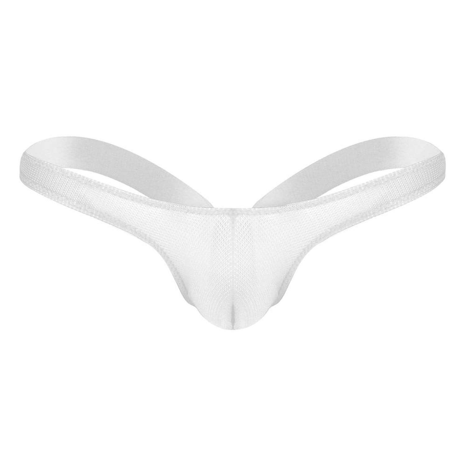 Mens Lingerie Bedtime See Through Stretchy Back Jockstraps Bikini G-String Thong Privacy Underwear Underpants Men Panties,White,L