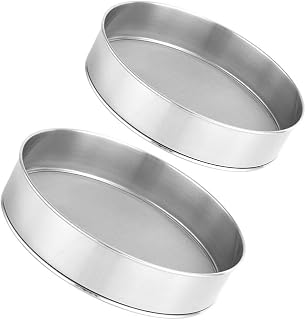 2pcs Flour Sieve Flour Mesh Flour Strainer Sifter for Kitchen Stainless Steel Fine Mesh Strainer Sugar Sieve Mesh Flour Sifter Manual Flour Strainer Sieve for Baking Flour Filter