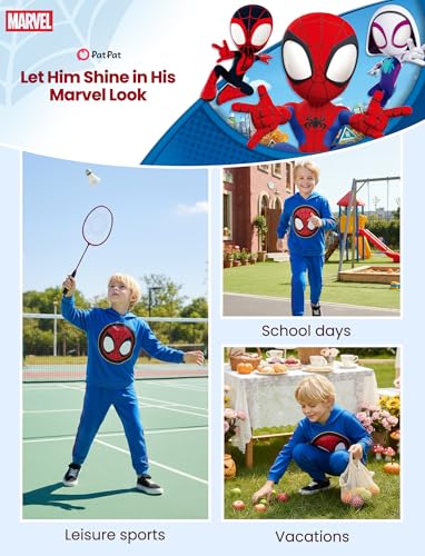 Disney 2 Pack Hoodie & Jogger Little Boys' Jersey Sets Spider-Man Sweat Outfit Children Long Sleeve Pullover Tracksuit & Athletic Pants Fall Hooded Streetwear Blue Sweatshirt Leggings Size 5-6 Years - image 5