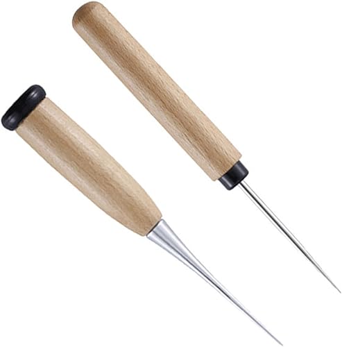 Miniatura 1 de LIANGGEHAIZI Punzones de costura fáciles de usar, punzones portátiles de madera para reparación de lona y cuero, 2 unidades