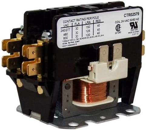Replacement for Trane Single Pole / 1 Pole 30 Amp 24 Volt Coil Condenser Contactor CTR02579