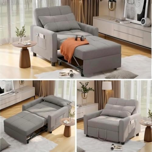 Aiho Convertible Sleeper Chair, 3-in-1 Sofa Bed with Adjustable Design, Pillow &