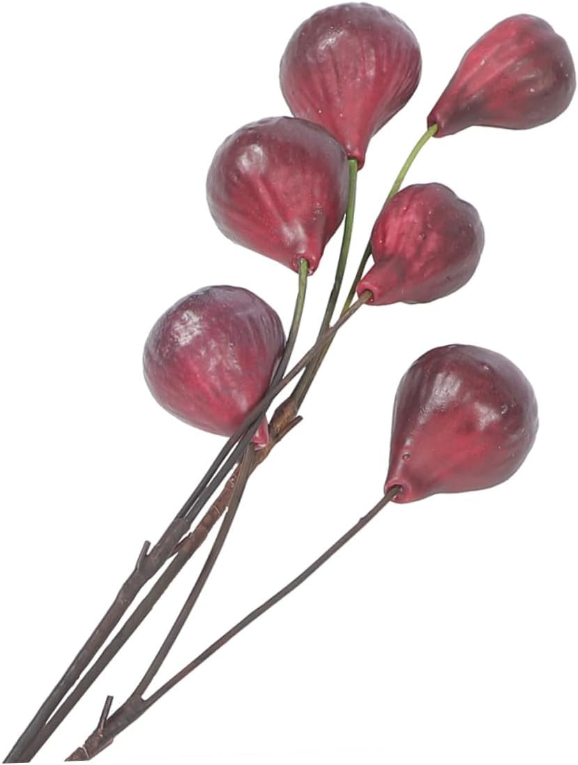 Simulation Fig Branches with Red Berries 2pcs Artificial Fruit Decoration Faux Fig Branches for Home Living Room Kitchen Wedding Party Floral Arrangement Props