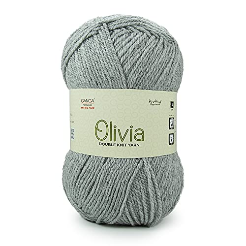 Image of Ganga Acrowools Olivia,Double Knit Yarn. Hand Knitting&Crochet Yarn. Oekotex Class 1 Certified. Pack Of 2 Balls-100Gms Each. Shade No-Olv001, Grey