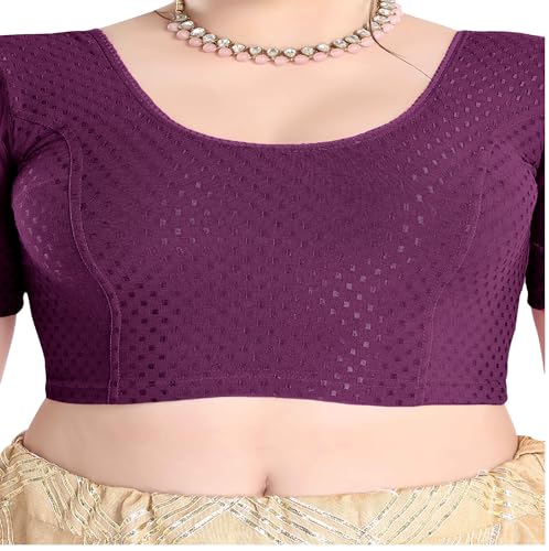 Image of FINESTFIT Stay On Trend Fashion 100% Cotton Readymade Blouses for Women,Round Neckline with Organza Balloon Sleeves.