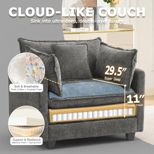 Image of 42 inch Modular Sectional Sofa, Cloud Couch Single-Seat Accent Chair