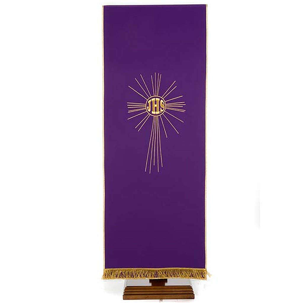Pulpit Cover with Embroidered IHS and Halo of Rays, GreenHeight: 250 cm|Width: 49 cmGreen