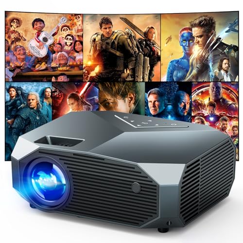YOWHICK 4K Projector with WiFi and Bluetooth, Native 1080P Outdoor Movie Projector, Smart Video Projector, 50% Zoom/400" Display, Compatible with HDMI/USB/PC/TV/PS5/DVD/Android/iOS, Grey