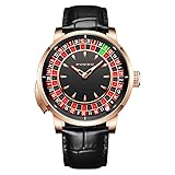 P PINDUER 1.8 inch Roulette-Uhr Herren Uhr，Automatik Uhr Herren mit Japanischem NH35 Werk，5ATM Wasserfest Herrenuhr Automatik，Roulette Design Automatikuhr Herren (6629-Balck)