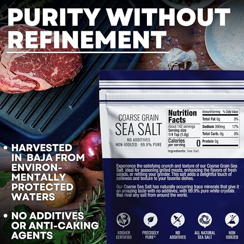 Coarse Grain Kosher Sea Salt for Grinder, Non-Iodized & Natural Replacement for Table Salt, 5 oz Bag - Thumbnail 2