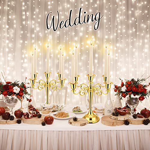 Sieral SIERAL-METAL CANDELABRA-05 2 Pcs Candle Metal Candelabra 5 Arms 10.6 Inch Tall Gold Candle Holders thumb #5