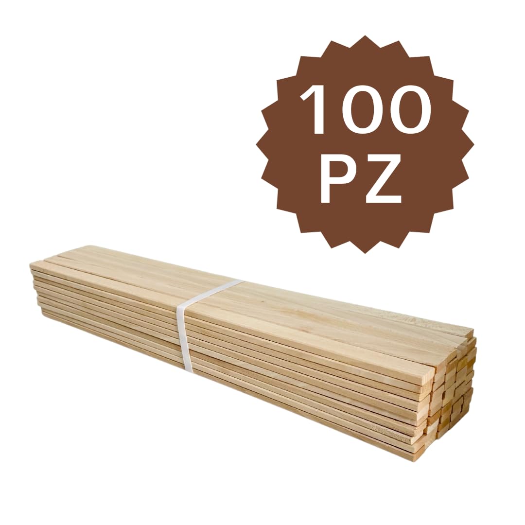 Listones de madera de haya natural, para trabajos artesanales, extra largos, para arte, proyectos de bricolaje y niños, 57 x 1,9 x 0,7 cm (100)