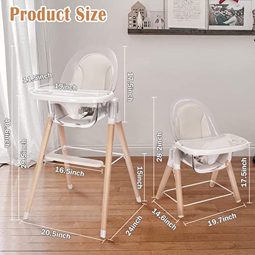 Baby High Chair With Double Removable Tray For Baby/Infants/Toddlers, 6-In-1 Wooden High Chair/Booster/Chair | Grows With Your Child | Adjustable Legs | Modern Design | Easy To Assemble… #TOP6