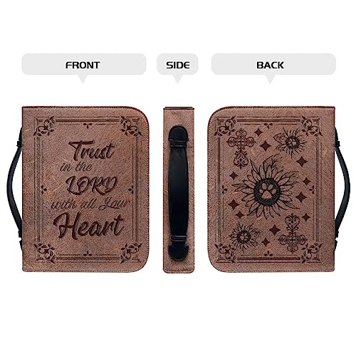 Image of Talayituse Bible Covers for Women Men PU Leather Bible Case Bible Bag Tote Book Carrying Case Christian Bible Accessories, Brown Trust in the Lord, Large