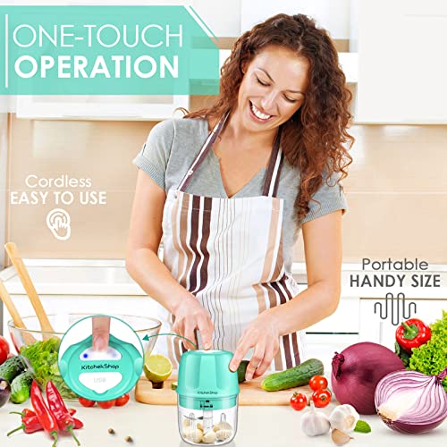 Rechargeable Portable And Cordless Mini Food Processor 250Ml With Stainless Steel Blade, Electric Garlic Chopper Vegetable Chopper Blender For Nuts Chili Onion Minced Meat And Spices Bpa-Free(Green) #TOP7