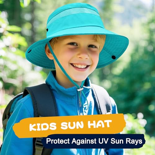 Image of Outdoor Kids Sun Hat for Boys Girls Wide Brim Mesh Bucket Hat UPF 50+ Sun Protection Breathable Summer Fishing Safari Hat