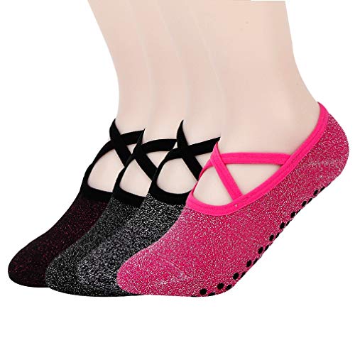 12 Pares Meias Antiderrapante Pilates Yoga Meditação Casual Brilhante Treino