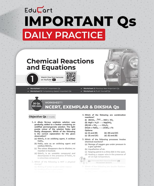 Image of Educart CBSE Class 10 Science One Shot Question Bank 2026-27 | Chapter-wise NCERT Practice, PYQs & Competency-Based Qs | CBSE Syllabus & Pattern | Theory Maps For 2027