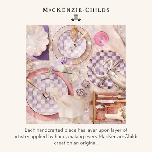 Image of MACKENZIE-CHILDS Enamel Charger Plate, Purple-and-White Violet Check