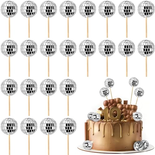 Mini Gâteaux Boule Disco Décoration pour Cake Topper de Fête et Noël Original