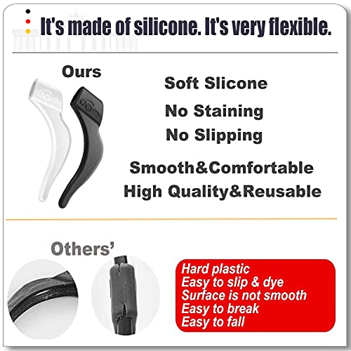 Image of MOLDERP Glasses Ear Grips, 20 Pairs(Colors) Eyeglass Anti-Slip, Comfortable Silicone Elastic Eyeglasses Temple Tips Sleeve Retainer, Prevent Eyewear Sunglasses Spectacles Glasses Slipping (Mix, L)