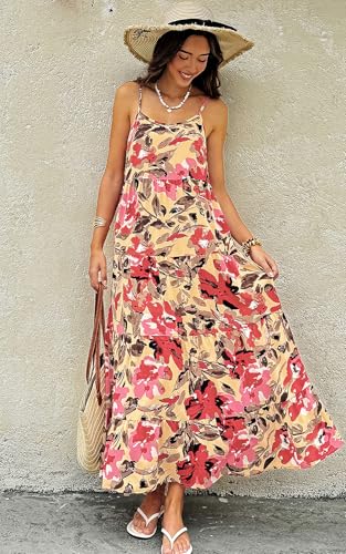 Image of PRETTYGARDEN Women Summer Dresses 2026 Spaghetti Strap Scoop Neck Floral Maxi Dress Flowy Boho Long Sundress with Pockets