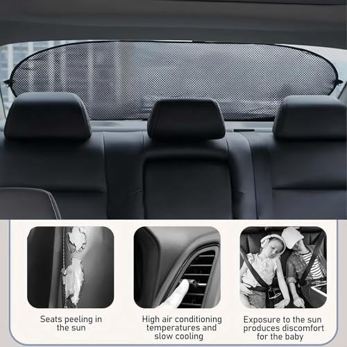 Image of Car Rear Window Sun Shade, UV Rays Protection Mesh Cover with Suction Cups, 39 inchx19 inch Sun Blocker for Baby, Kids, Pets, Heat Shield for Rear Facing Seats